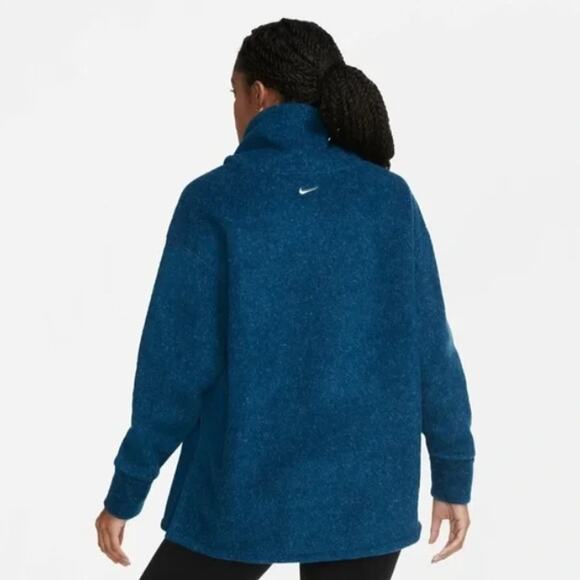 Nike Women's Therma Fleece Cowl Neck Cozy Sweatshirt Blue Women's Large - Picture 2 of 11